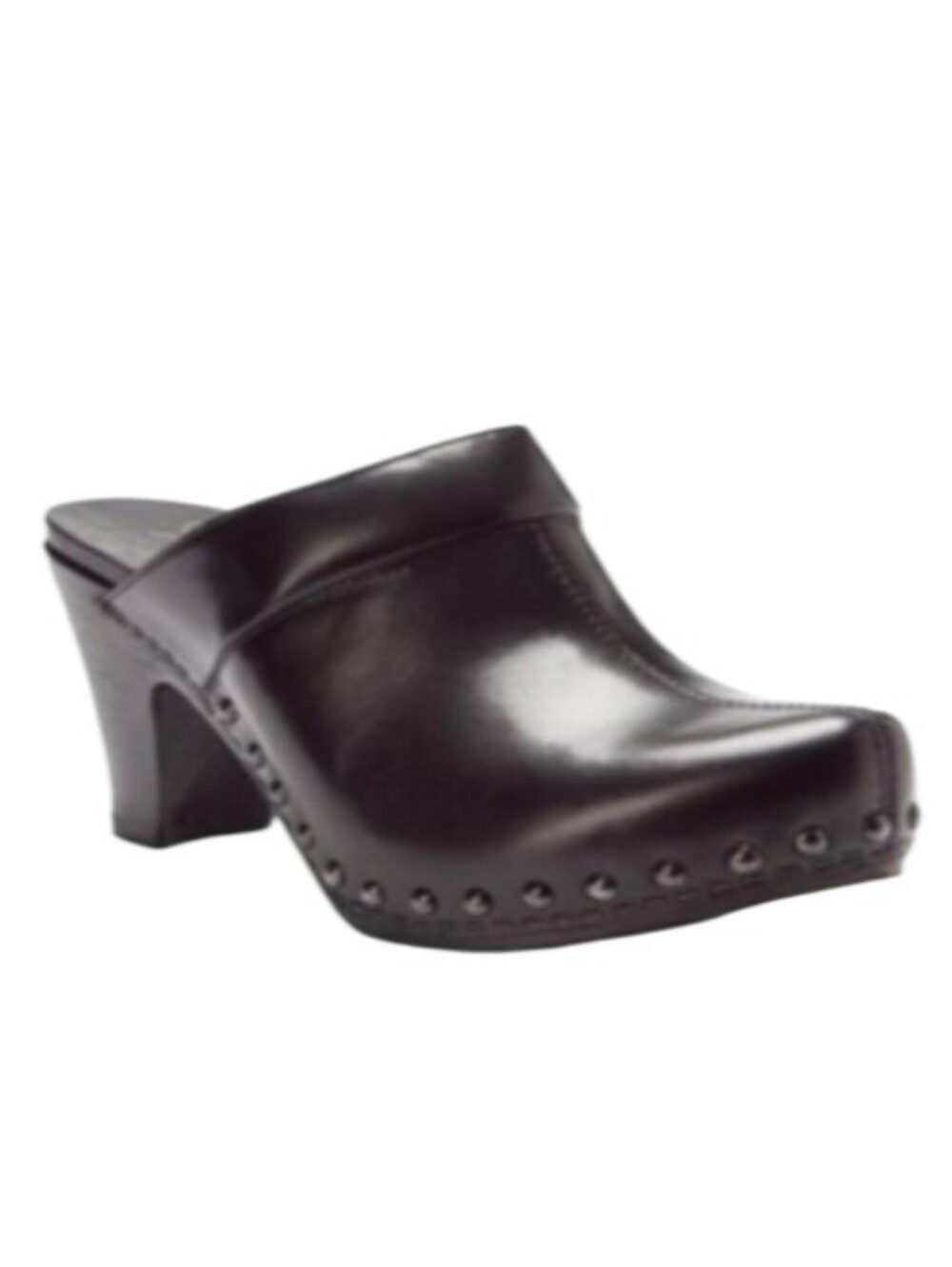 Dansko Rae Studded Leather Heeled Black Clogs